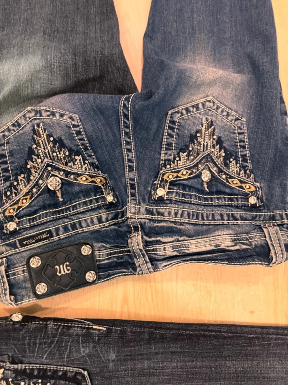 Miss Me Boot Cut Jeans Trio in Dark Indigo, Medium Wash and Light Wash - Picture 7 of 7